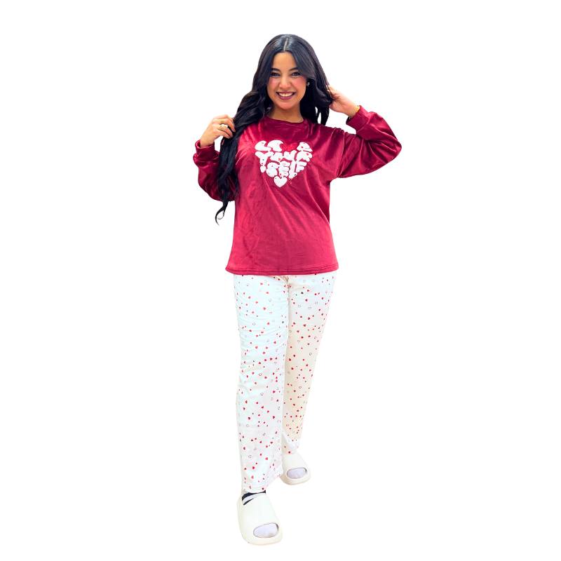 Women's burgundy winter pajamas