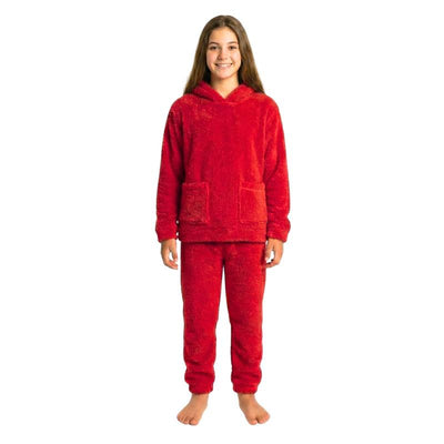 بيجامة محير احمر شتوي بناتي