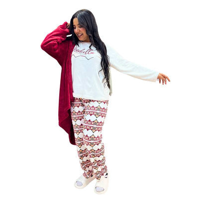 بيجامة 3 قطع نبيتي شتوي حريمي