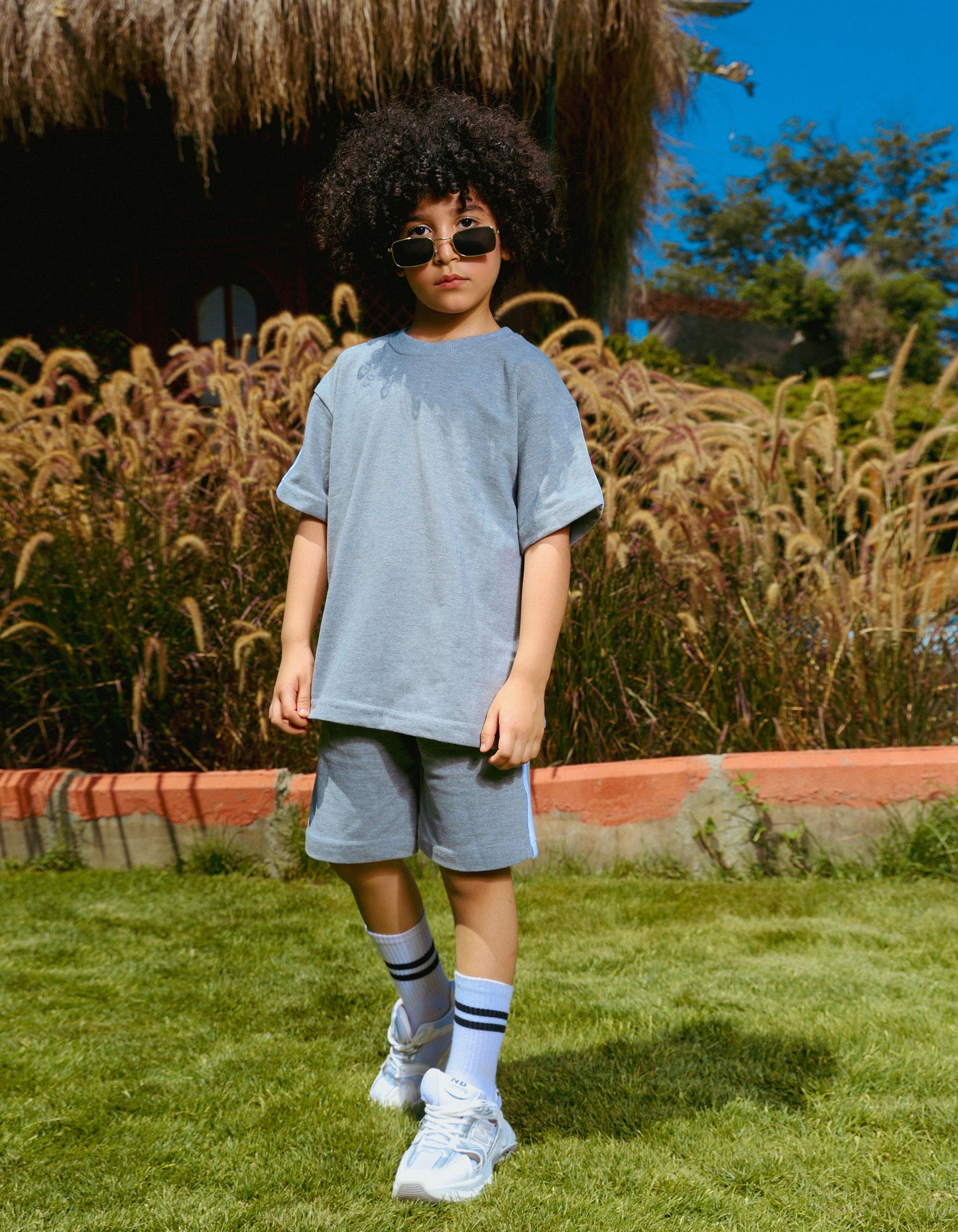 Boys' Oversize Grey Summer Outfit Set