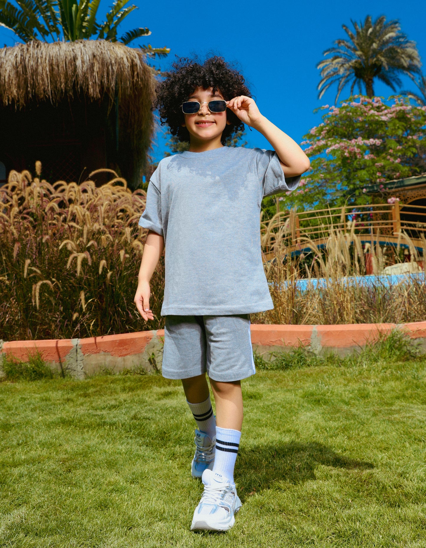 Boys' Oversize Grey Summer Outfit Set