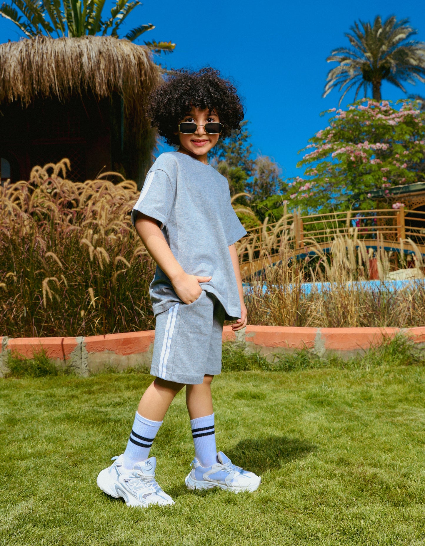 Boys' Oversize Grey Summer Outfit Set
