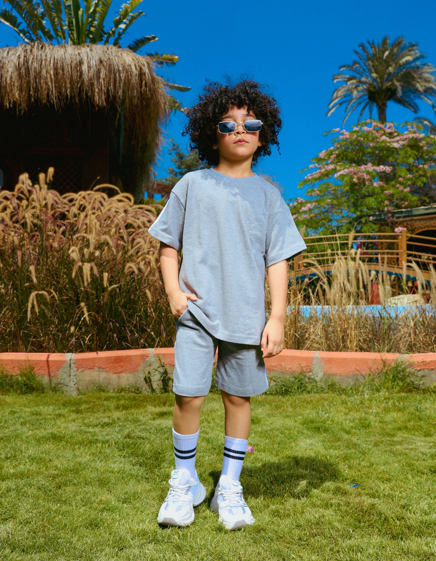 Boys' Oversize Grey Summer Outfit Set